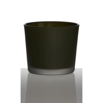 Maxi tealight jar ALENA FROST, dark green matt, 3.5"/9cm, Ø 3.9"/10cm