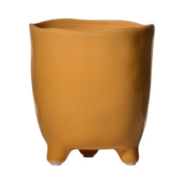 Ceramic flowerpot CATIA with feet, orange-brown, 4"/10cm, Ø4.7"/12cm