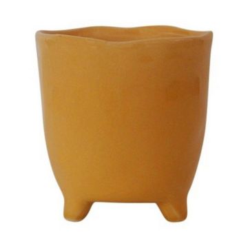 Flowerpot ceramic CATIA with feet, orange-brown, 6"/15cm, Ø5.3"/13,5cm