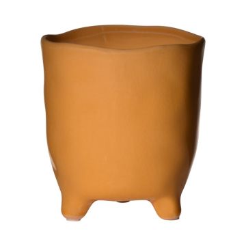 Flowerpot ceramic CATIA with feet, orange-brown, 6.3"/16cm, Ø6.1"/15,5cm