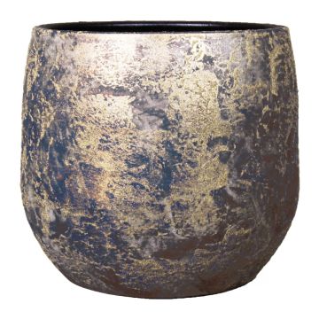 Vintage plant pot MAGO made of ceramic, washed effect, gold, 12.2"/31 cm, Ø 14"/34 cm