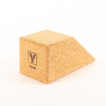 Cork yoga wedge ARIELA made of agglomerated cork, natural, 8"x4"x4"/21x10x10cm