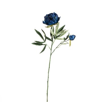 Plastic flower branch Peony GALENE, Eco Collection, royal blue, 26"/65cm, Ø4"/10cm