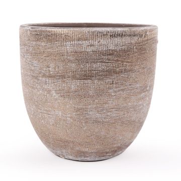 Ceramic planter KAMUNI, vertical stripes, grey-green, 6.7"/17 cm, Ø 7.5"/19cm