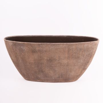 Boat-shaped ceramic bowl AGAPE with texture, concrete grey, 29"x7"x14"/73x17x36cm