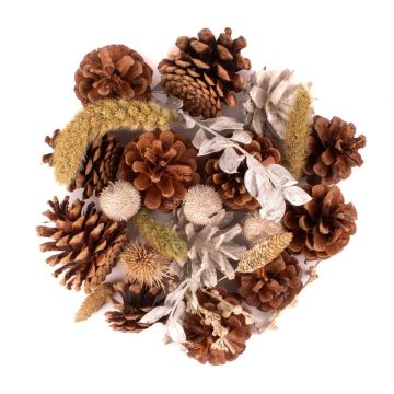 Winter potpourri YIDU, pine cones, dried twigs, brown-white-green, 250g