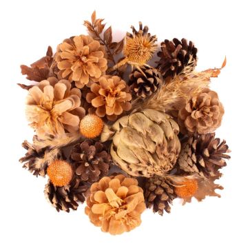 Autumn potpourri YIDU, pine cones, dried twigs, brown-orange-green, 250g