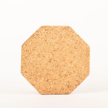 Octagonal agglomerated cork coaster MANARA, natural, 0.6"/1,5cm, Ø10"/25cm