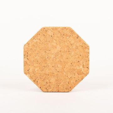 Octagonal agglomerated cork coaster MANARA, natural, 0.6"/1,5cm, Ø8"/21,5cm